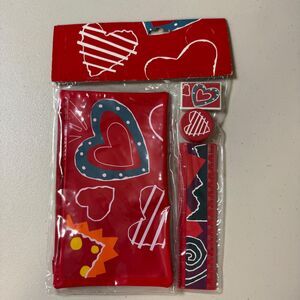 NWT Heart Stationery Set Zipper Pouch Pencil Bag Kit Ruler Eraser Sharpener Case